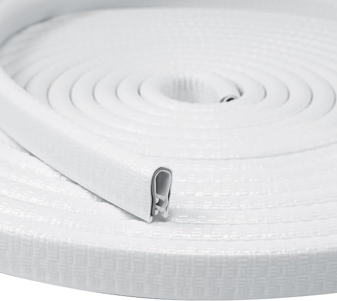 Edge Trim White U-Channel Rubber Trim Edge with Metal 1/2" X 3/8" - Fit Gap 3/64" to1/4 Car Door Edge Sealing Strip, PVC Weather Stripping with Steel, Metal Edge Protector, 50FT