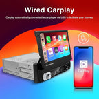 Single-Din-Touchscreen-Radio,Carplay&Android Auto,Car Stereo Backup Camera | Bluetooth/FM/RDS Radio/Type-C/USB/SD/MP4/MP5 Player