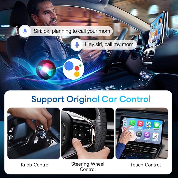 5.0 Android Auto & Wireless CarPlay Adapter,Plug & Plug, Two Channel Connection, Online Update,for Cars with OEM Android Auto & Wired CarPlay (2016-2026), 10s Auto-Connect