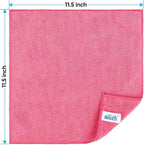 Pink Microfiber Cleaning Cloth, 12 Pack Premium Microfiber Towels for Cars, Lint Free, Scratch-Free, Highly Absorbent, Reusable Cleaning Rags for Car, Household, Kitchen, Window, 11.5"X11.5"