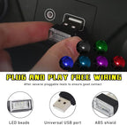 6 PCS USB LED Car Interior Atmosphere Lamp, Plug-in USB Decor Night Light, Portable Auto Ambient Lighting Kit, Universal Vehicle Interior Accessories for Most Cars (6 Colors)