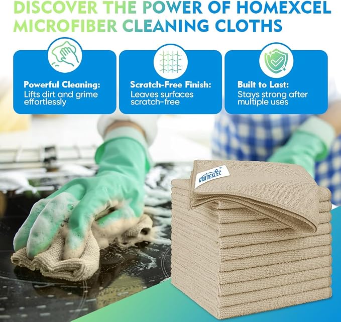 Brown Microfiber Cleaning Cloth 6 Pack 12.5 x 12.5 inch Microfiber Towels for Cars Ultra Absorbent Car Washing Cloth Lint Free Streak Free Cleaning Rags for Car, Kitchen Window