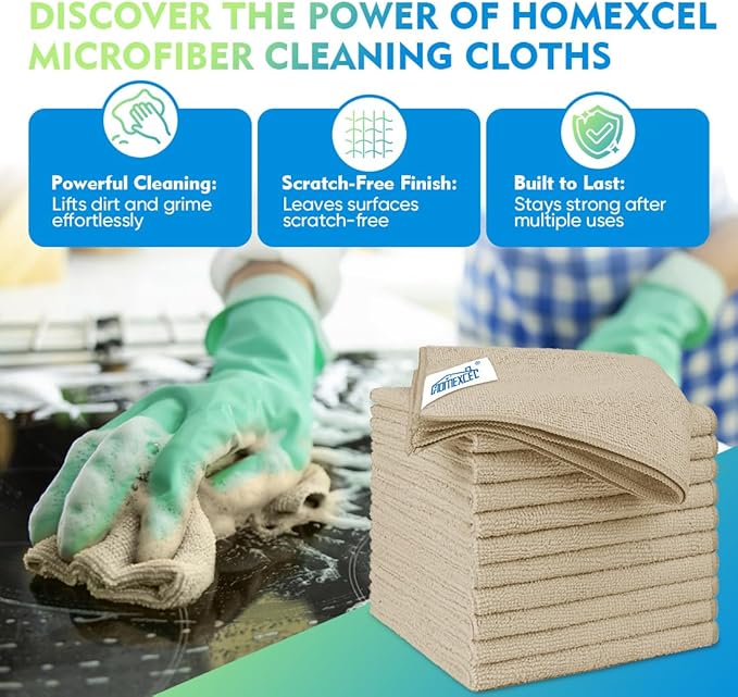 Brown Microfiber Cleaning Cloth 20 Pack 11.5 x 11.5 inch Microfiber Towels for Cars Ultra Absorbent Car Washing Cloth Lint Free Streak Free Cleaning Rags for Car, Kitchen Window