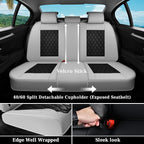 Coverado Universal Car Seat Covers Full Set, Luxury Stain-Resistant Waterproof Faux Leather Front & Rear Seat Protectors, Elegant Easy-Clean Automotive Interior – WhiteBlack