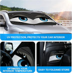 Big Eyes Foldable Windshield Snow Cover, Reflective Accordion Car Windshield Snow Cover, Sun Visor for Car Windshield, Ultimate Heat & UV Protection, Suitable for Most Cars, 57.1" L x 27.6" W