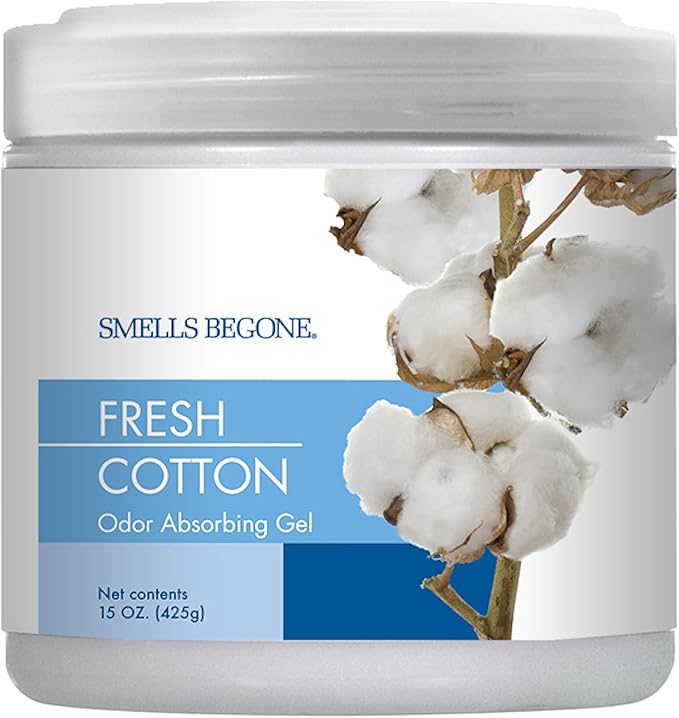 15oz Gel Odor Eliminator - Absorb & Remove Tough Odors in Pet Areas, Bathrooms, Basements, Garage, Cars, RVs & Boats - Eliminate Odors Quickly (1-Pack, Fresh Cotton)