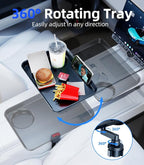 Tesla RV Semi Truck Car Cup Holder Tray Expander, Detachable 360 Rotating Car Food Tray Table for Eating Lunch Snack, Car Road Trip Essentials of Tesla Model 3 Y Accessories 2026 2025 2024