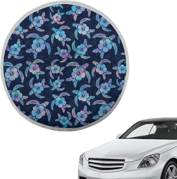 Hibiscus Turtle Steering Wheel Cover Sun Shade Easy to Install Auto Interior Protector Car Steering Wheel Sun Shade Cover for UV Protection Universal Accessories