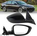 Right Passenger Side Mirror Compatible with 2018-2022 Honda Accord Power Glass | Heated | with Blind Spot | with Turn Signal | Manual Folding Repalces HO1321330 (8Pins-Black)