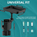Car Cup Holder Tray, 9.5" Car Food Tray Table for Eating | Cup Holder Expander Adapter for Car, Fits Yeti, Hydro Flask, Other Bottles and Mugs in 16-46 oz, Car Road Trip Essentials