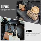 2PCS Car Hooks for Headrest, Faux Leather Purse Hook for Car Seat Back Organizers and Storage, Double Metal Purse Holder Bag Hanger, Universal Car Interior Accessories for Women Man