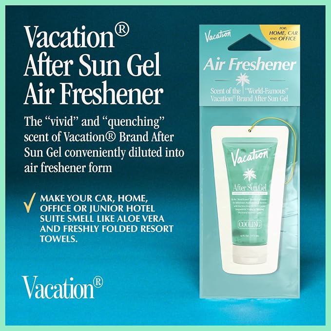 Car Air Freshener, Pack of 3 - Hanging Air Freshener for Car, Home and Office, After Sun Gel Signature Scent, Aloe and Cucumber, Long-Lasting Deodorizer