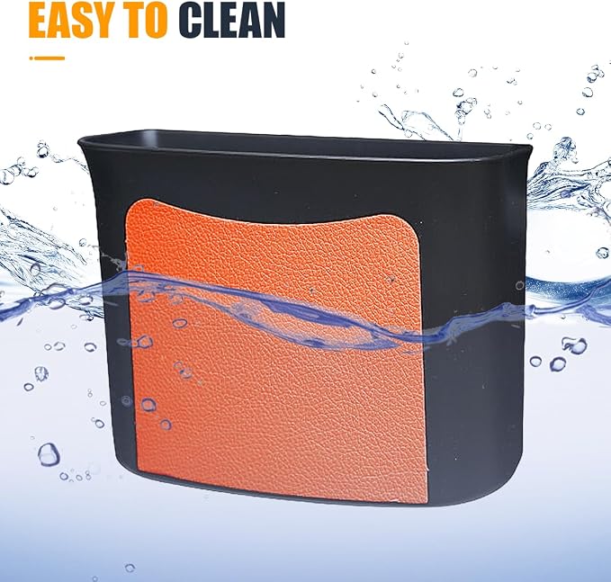 YoRise Car Trash Can, Multifunctional Hanging Garbage Can, Car Storage Organizer Container, Mini Trash Bin, Waterproof Automotive Door Side Garbage Organizer Holder for Most Cars (Orange)
