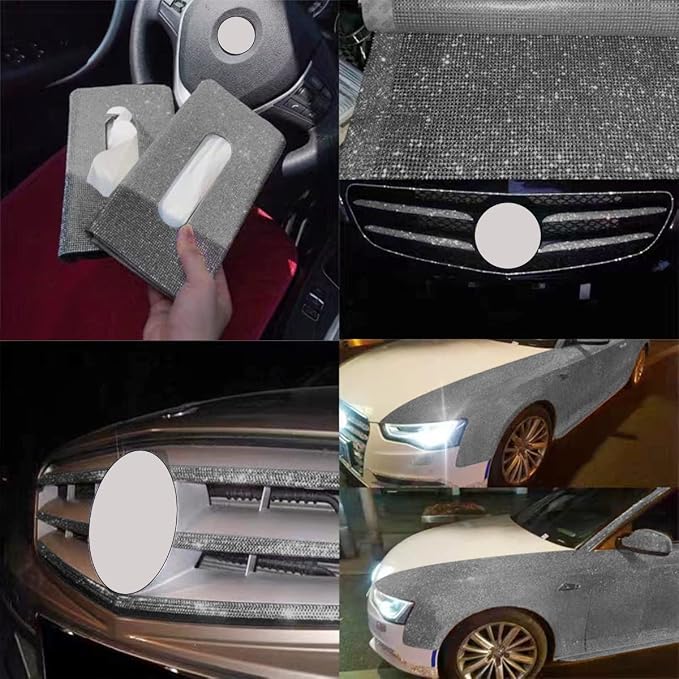 4PCS Bling Car Door Edge Guards Protector, Diamond Auto Side Door Anti-Collision Crash Strip Sticker, Crystals Vehicle Anti-Scratch Bumper Tape, Universal for SUV Truck Pickup (Black)