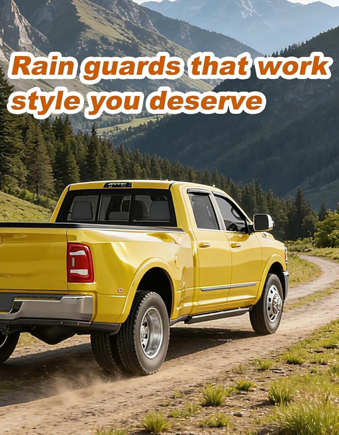 Extra-Thick Window Rain Guards Fit for Dodge Ram 1500 2009-2024 Ram 2500 & 3500 2010-2025 Tape-on Window Deflectors Rain Guards Vent Visors Truck Vent Shades