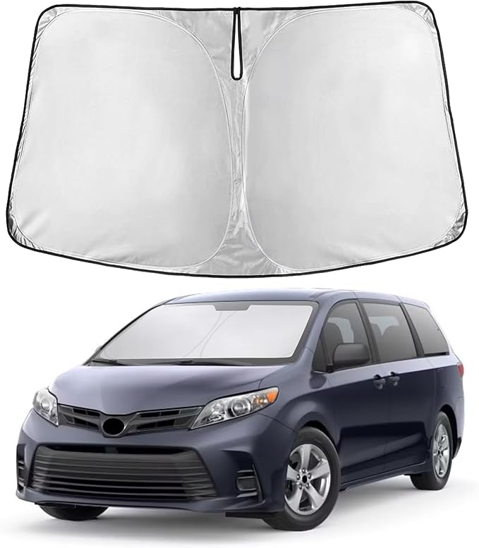 Windshield Sunshade Compatible for Toyota Sienna 2011-2018 2019 2020, L, LE, SE, XLE, Limited Premium,Sun Visor for Front Window Sun Shade Cover, UV Heat Blocker & Protector, Car Accessories