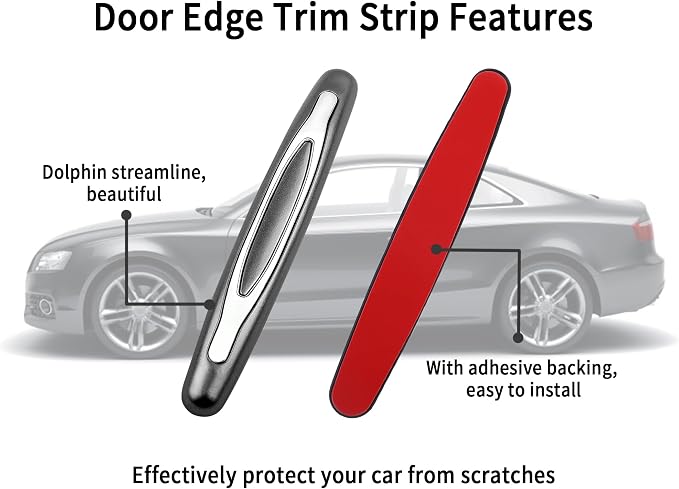4PCS Car Door Edge Guards,Anti-Scratch Car Door Protector Trim Strip with Self Adhesive for Car Decor,Universal Exterior Car Accessories Door Guards for Cars Trucks SUVs (Gray)