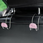 Car Headrest Hook, 2 Pack Bling Backseat Organizer Hanger for Purse Clothes Grocery Bag, Rhinestones Auto Headrest Storage Holder, Universal Car Seat Accessories for Most Vehicle (Pink)