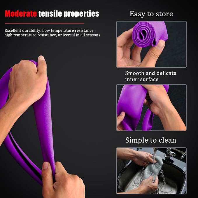 JDDRY Car Steering Wheel Cover,Silicone Steering Wheel Protector,Universal Fit Automotive Steering Wheel Cover,Steering Wheel Protective Cover(Purple,1PC)