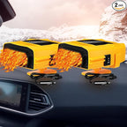 2 Pcs 12v 150w Car Heater for Vehicle Plugs into Cigarette Lighter with 360° Rotatable Base, 2 in 1 Portable Winter Windshield Defroster Electric Defogger Warmer for Car Suv Universal(Yellow)