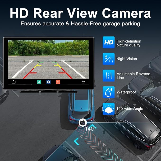9" Upgraded Wireless Carplay Screen For Car, Built-in Apps Net-flix Youtube Tiktok, Portable AI Magic Box For Apple Car Play & Android Auto Screen With HD Backup Camera, Voice Assistant, OTA Updates