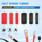 150PCS Copper Wire Lugs and Heat Shrink Tubing 2 4 6 8 10 AWG Heavy Duty Battery Terminal Crimp Connectors 70 PCS 80 3:1 Heatshrink Assortment Kit