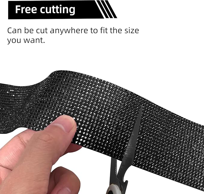 NETEPEM Bling Car Door Sill Protector 2PCS Car Door Edge Guard Rhinestones Door Threshold Protection 23.62x1.96 inch Anti-Scratch Strip Sticker Universal Bling Car Accessories(Black)