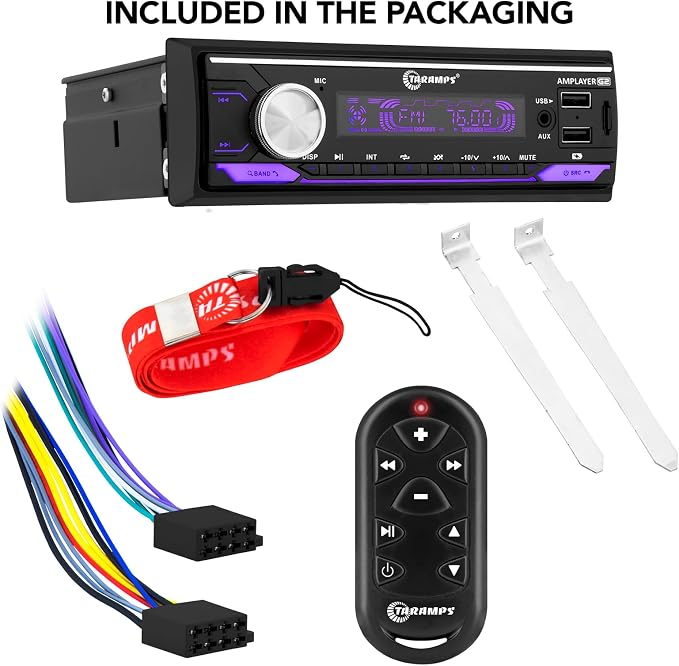 Amplayer G2 Bluetooth Car Stereo Single DIN Media Receiver with Built-in 400W RMS Amplifier, 4 Channels, USB, SD, FM Radio, Hands-Free Calling, Audio Processor & RGB LED Control