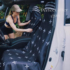 Car Seat Cover Towel for Front Seats Non-Slip with Headrest Pocket & Strap | Universal Fit for Cars Truck SUV|Car Seat Hoodie & Phocho Perfect After Gym Workout, Beach,Yoga and Running|Anti-dog Scratch