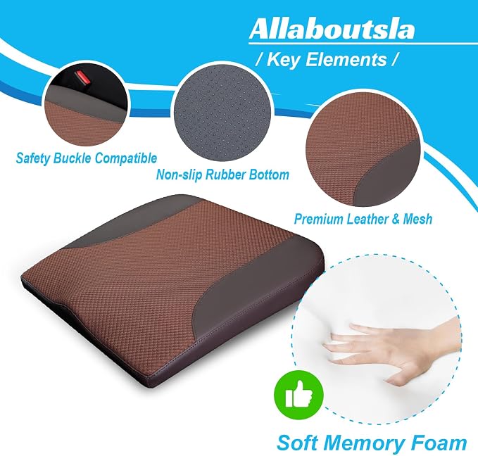 Car Seat Cushion, Car Seat Cushions for Long Driving | Comfortable Memory Foam Driver Seat Cushion, Automotive Seat Cushions, Butt Pillow for Car,Truck, Office Chair, Brown