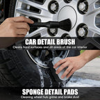 10PCS Car Wheel Cleaning Kit – Metal-Free Rim & Tire Brush Set with Wool Brush, Microfiber Cloths, Wax Pads & Storage Bag, Scratch-Free Detailing Tools for Cars Trucks SUVs RVs