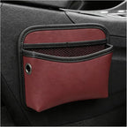 Car Seat Side Pocket Organizer, Multifunctional Leather Console Side Storage Pouch with Card Holder, Waterproof Phone & Sunglasses Pocket Bag for Car Door Seat Console (Red)