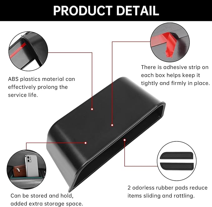 4PCS Door Side Storage Box for Ford Fusion 2013 2014 2015 2016 2017 2018 2019 2020 Front and Rear Accessories Phone Holder Door Grab Handle Pocket Storage Organizer ABS Plastic, Black Mat