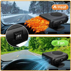 Car Heater, 12V 200W Fast Heating & Cooler Fan Portable Windshield Defogger & Defroster Plug into Cigarette Lighter, 360° Auto Heater for Car, SUV, Trucks