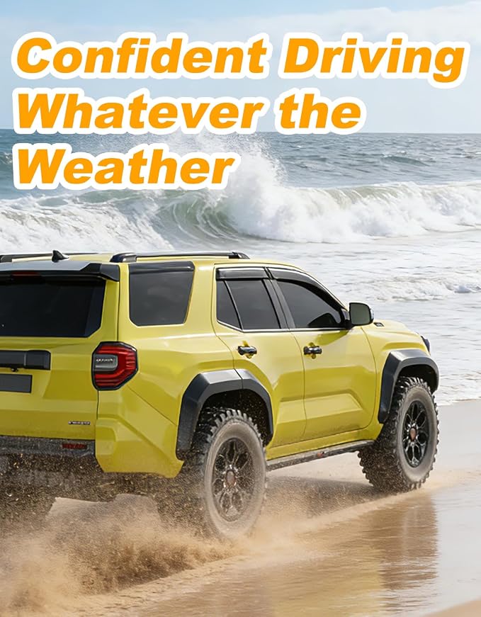 Extra-Thick Window Rain Guard for Toyota 4Runner 2025 2026 Rain Guards Tape-on Side Window Visors Low Profile Vent Visor Window Deflectors Vent Shades Car Accessories