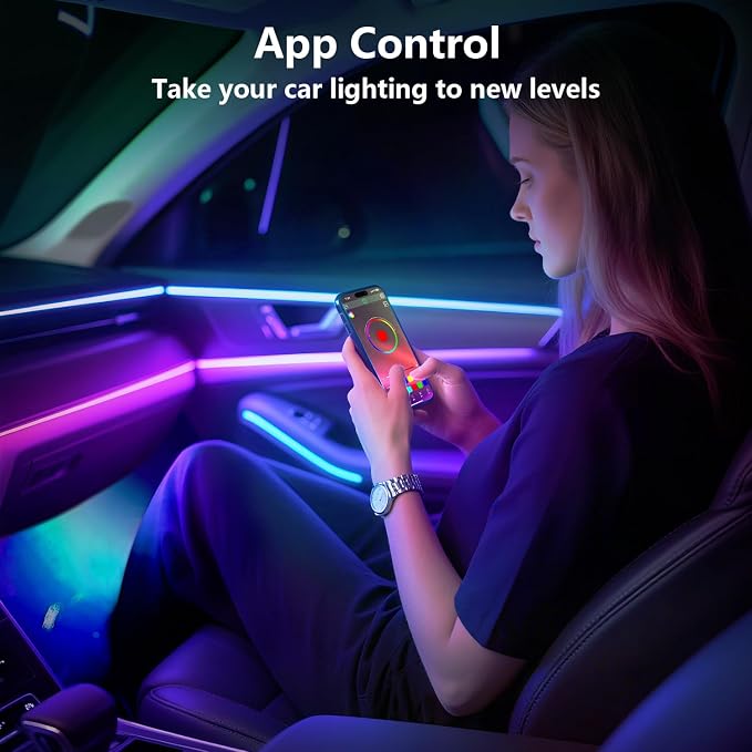 Car Led Lights Interior,Car Ambient Lighting,Inside Lights for Car,APP Control 16 Million Colors Music Sync,DIY Mode Multicolor Led Lights for Car Interior,Trucks,SUVs,12V USB Power