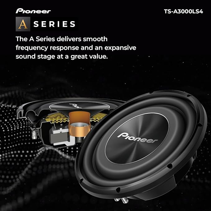 A-Series TS-A3000LS4 12” Subwoofer – 1500W Max, Shallow-Mount Design, Deep Bass in Tight Spaces, Compact, Slim, Truck/Car Subwoofer