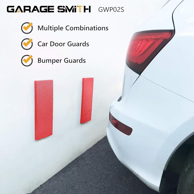 GWP02S Garage Wall Protector Car Door Protectors, Designed in Germany (4, Red)
