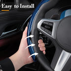 Carbon Fiber Steering Wheel Cover, Snap on Car Steering Wheel Cover Set Accessories 3pcs Wrap Grip Non Slip Protector Universal Glossy Blue