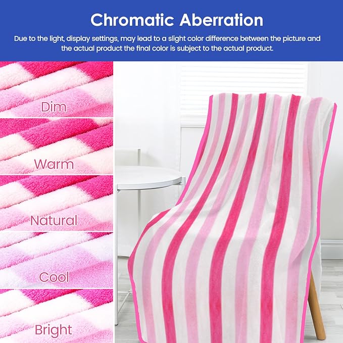 Microfiber Bath Towels,2 Pack(30" x 60"), Oversized, Soft, Super Absorbent, Fast Drying, Large Beach Towel Set for Sauna, Salon, Sports, Fitness, Yoga, Cabana Stripe Pink