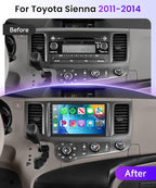 5Ghz WiFi Car Stereo Radio for Toyota Sienna 2011-2014 Support Wireless Carplay Android Auto 9'' HD 1080P Touchscreen with Android 15 GPS Navigation EQ AHD Backup Camera FM/RDS Radio SWC 2G+64G