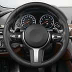 2PCS/Set Car Steering Wheel Cover, Leather Segmented Anti-Slip Automotive Wheel Protector, Soft Breathable Vehicle Steering Protection Covers, Universal Interior Accessories (Black)