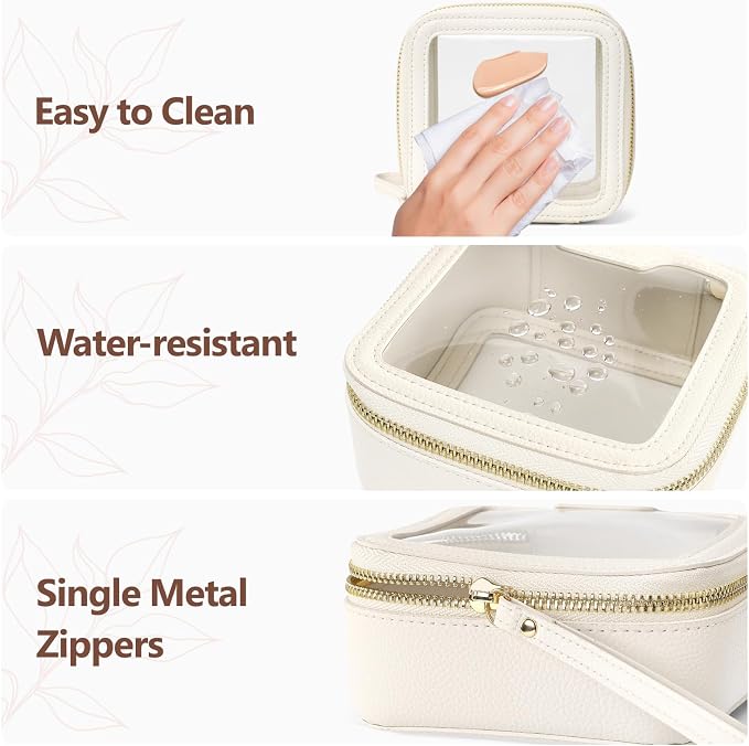 Clear Makeup Bag - TSA Approved Toiletry Bag for Carry-on & Checked Luggage, Water Resistant Car Storage Organizer with Reinforced Seams