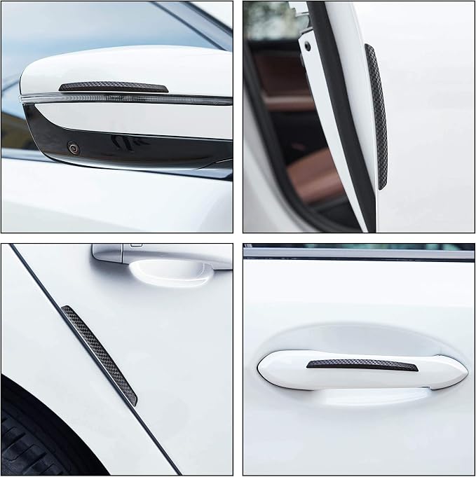 4 Pcs Car Door Anti-Collision Strip Door Edge Guards Anti-Rub Protector Trim Carbon Fiber Texture Car Door Corner Bumper Protector Anti-Scratch Universal for All Cars SUV (I)