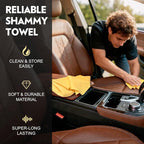 Premium Shammy Cloth for Car Drying 2pk (26”x17”)-Super Absorbent Chamois Towel for Car-Reusable Shammy Towel for Car, Bathroom,Pets, Dust Remove, No Spots/Streak/Scratch