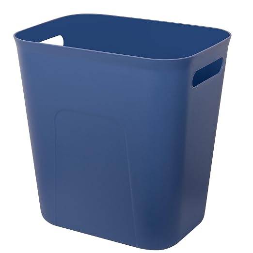 Plastic Small Bathroom Trash Can Wastebasket, 3.5 Gallon, Blue | Compact Sturdy Garbage Can for Bathroom, Laundry Room, Kitchen, Office, Kids Room, Dorm, Durable, Easy to Clean