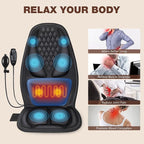 Back Massager with Heat, Massage Seat Cushion with 3D Back Traction, 8 Vibrating Motors Massager Chair Pad for Full Body Pain Relief, Ideal Gift for Father's Day/Parents/Friends Using in Office/Home