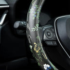 Boho Floral Steering Wheel Cover Auto Leather Steering Wheel Protector, Anti-Slip, Breathable, Absorbing Sweat, Universal Floral Car Accessories 14.5–15 inch,Fit for Most Car, Trucks, SUV