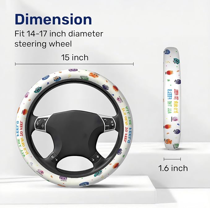 Colorful Emotion Icon Steering Wheel Cover, Polyester Car Wheel Grip, Universal 15 Inch for Cars SUVs Trucks