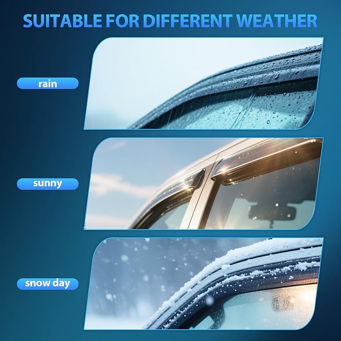 Tape on Rain Guards for Honda Civic Sedan 2016-2021, Not Fit Hatchback, Window Deflectors Window Visors for All Weather, Highway Driving & Ventilation, Smoke Tinted, 4PCS